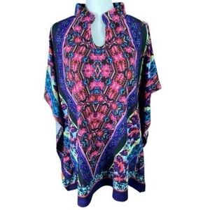 Highness Womens Multicolor Print Kaftan Tunic One Size